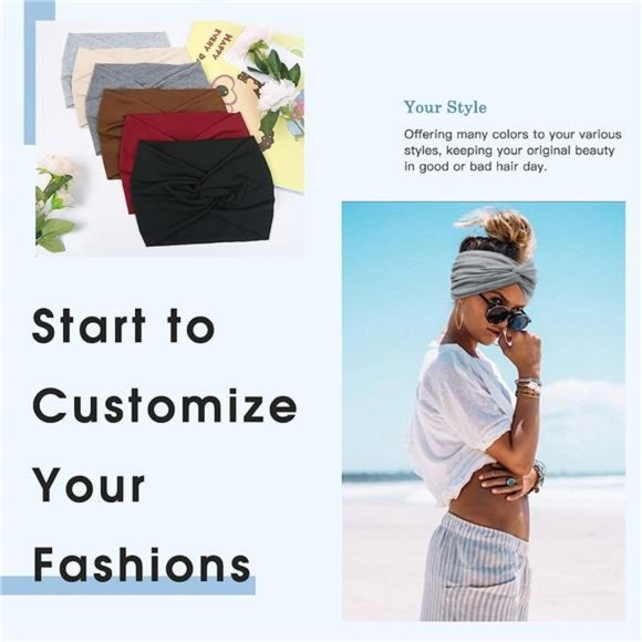 6 pc Wide Headbands for Women 7\'\' Extra Large Turban Headband Boho Hairband Hair main image 5
